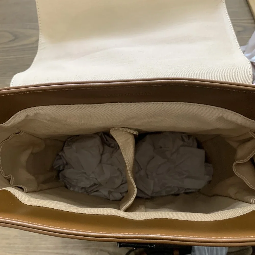 Mark & Graham Leather Double Wine Bottle Carrier Tote Brown Holds 2 Bottles